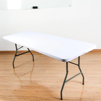 4/5/6/8ft Stretch Spandex Tablecloth White Elastic Fitted Picnic Table Covers Folding Table Cover Rectangle Wedding Table Cloth