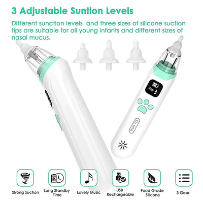 Dr.isla Baby Nose Cleaner Silicone Adjustable Suction Electric Child Nasal Aspirator Safety Convenient Low Noise BPA Free
