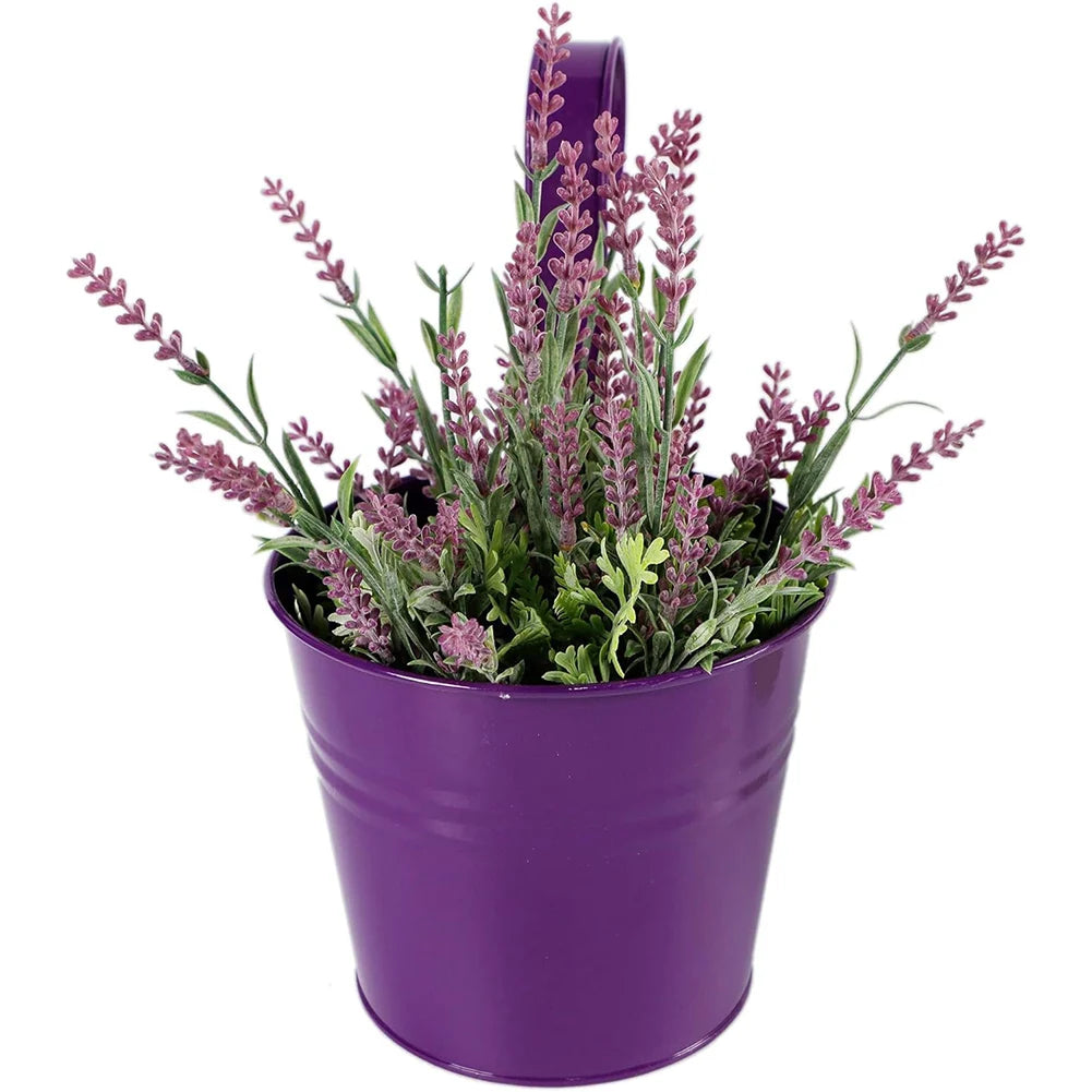 10 Piece Metal Iron Hanging Flower Pots,Balcony Planter with Detachable Hook, Durable Herb Pots Perfect for Fence,4 inches Multi