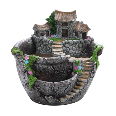 Creative Mini Flowerpot Succulent Planter Simulation House Cute Green Plants Planter Flower Pot With Hole Home Garden Decoration