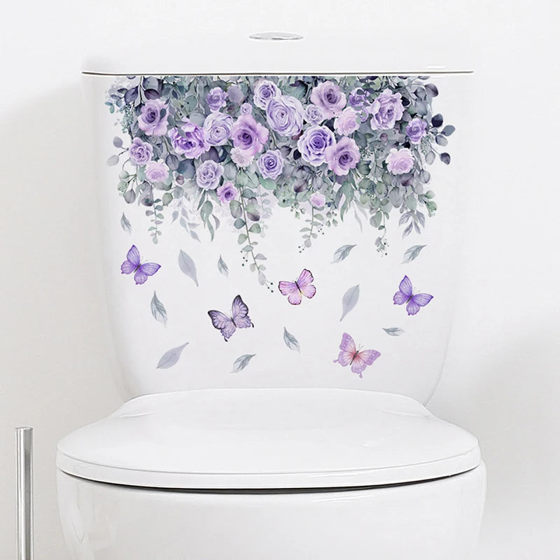 Green Plant Leaves Wall Sticker Bathroom Toilet Sticker WC Self Adhesive Mural Beautify Flower Home Decoration Decals bathroom