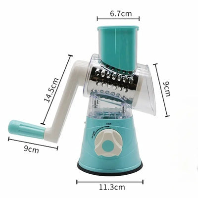 Multifunctional Drum Vegetable Slicer Hand Crank Home Kitchen Chopper Potato Grater Cheese Grinder with Interchangeable Blades
