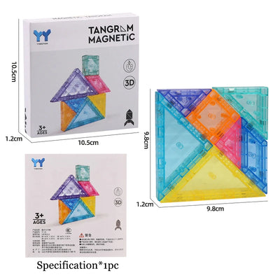 Montessori Magnetic Tangram Jigsaw Toys 3D Geometric Figure Puzzles Game Logical Thinking Training Educational Toys For Children