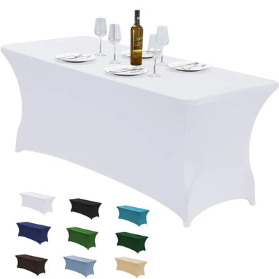 Spandex Rectangle Table Cloth Lycra, Washable and Wrinkle Resistant Table Cover Fitted for Event, Wedding Banquet Party