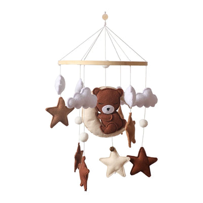 BABY CRIB MOBILE RATTLE TOY – SOFT FELT TEDDY VELVET PINK BEAR HANGING TOY WITH HOLDER FOR INFANTS (0-12 MONTHS)y Holder Bracket Crib Girl Toy