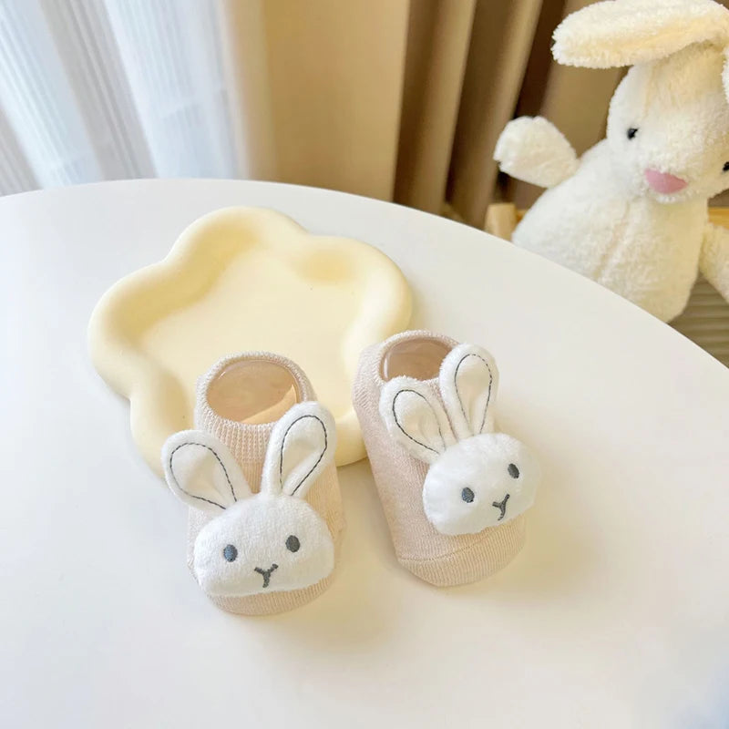 Cartoon Rabbit Baby Socks Cute Animal Doll Newborn Floor Sock Korean Solid Color Infant Toddler Boy Girls Ankle Socks