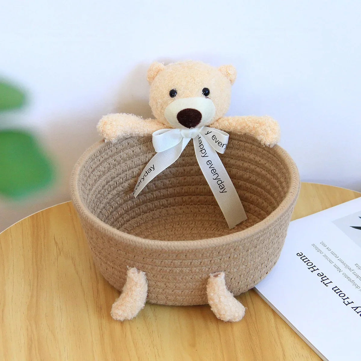cartoon style weave sundries Storage Baskets household cosmetic hairpin Organize deposit container child toy classification case