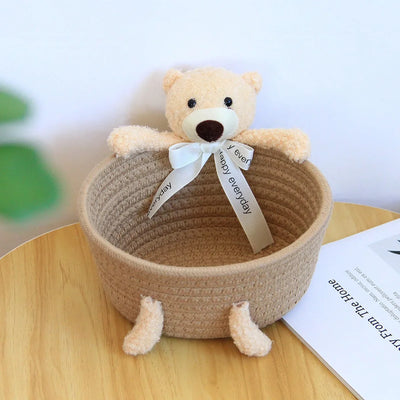 cartoon style weave sundries Storage Baskets household cosmetic hairpin Organize deposit container child toy classification case