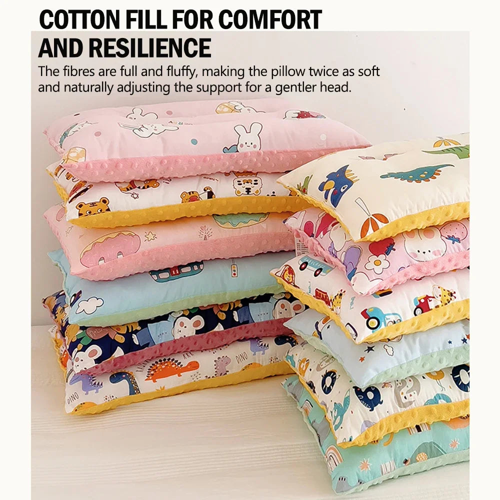 1PC CARTOON COTTON BEAN VELVET PILLOW CORE FOR CHILDREN 0-10 YEARS OLD | BABY COMFORT PILLOW 30*50CM, CUTE CARTOON PRINTING, SOFT