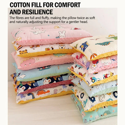 1PC CARTOON COTTON BEAN VELVET PILLOW CORE FOR CHILDREN 0-10 YEARS OLD | BABY COMFORT PILLOW 30*50CM, CUTE CARTOON PRINTING, SOFT