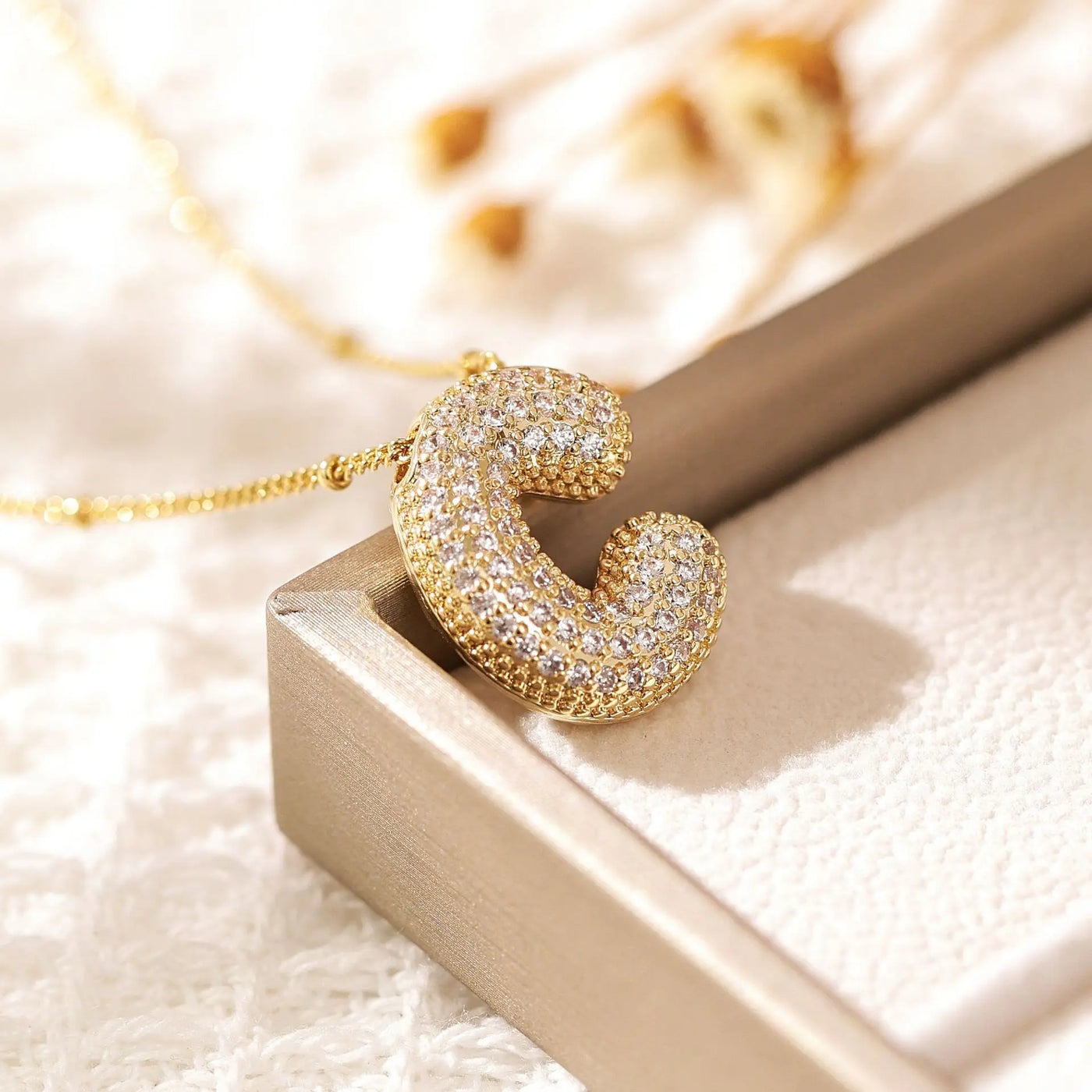 RAKOL Exquisite Copper Gold-plated Zircon Pendant American Minimalist Collarbone Chain 26 A-Z Balloon Letter Necklace For Women
