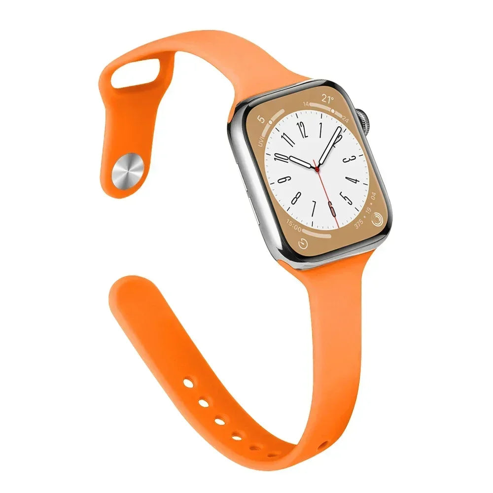 Slim Silicone Strap For Apple Watch Band 45mm 44mm 40mm 41mm 42-38mm sport bracelet iwatch series 8 7 se 3 4 5 6 9 ultra 2 49mm