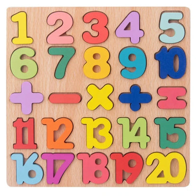 Wooden Puzzle Montessori Toys for Baby 1 2 3 Years Old Kids Alphabet Number Shape Matching Games Children Early Educational Toys