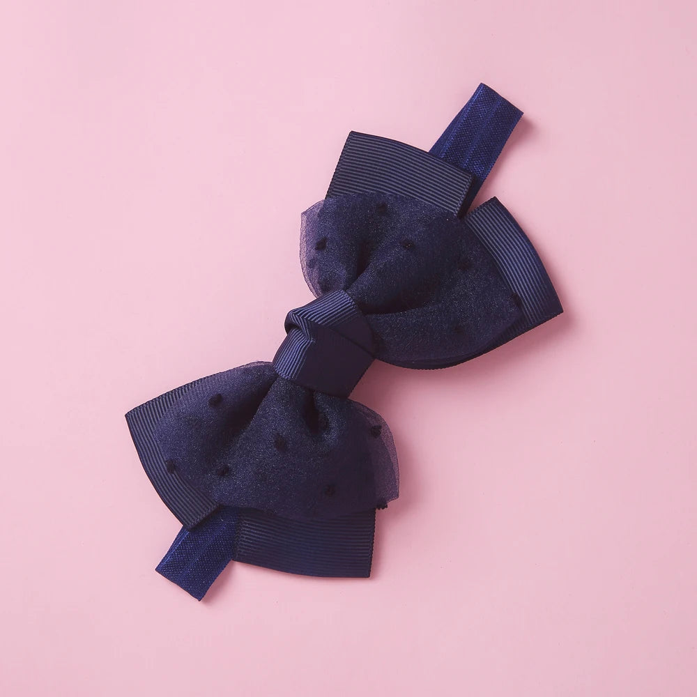 Baby Gauze Bow Headband Kawaii Princess Solid Color Bowknot Hair Band For Newborn Girls Soft Elastic Children's Hair Accessories