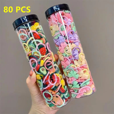 80PCS/40PCS/Bottle Elastic Hair Bands Girls Baby Hair Accessories Child Hair Ring Head Rope Scrunchies Headwear 1 or 2 Bottles