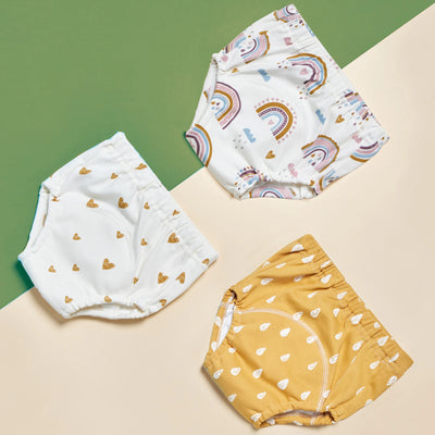 3PCS BABY COTTON TRAINING PANTS 6-LAYER WATERPROOF REUSABLE CLOTH DIAPERS FOR TODDLERS