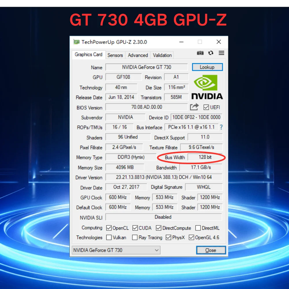 SONGREY GT730 4GB DDR3 2HDMI Graphics Card 2 Monitor Display  PCI-E2.0 16X ,Computer GPU, Low Profile GPU, 2Year Warranty