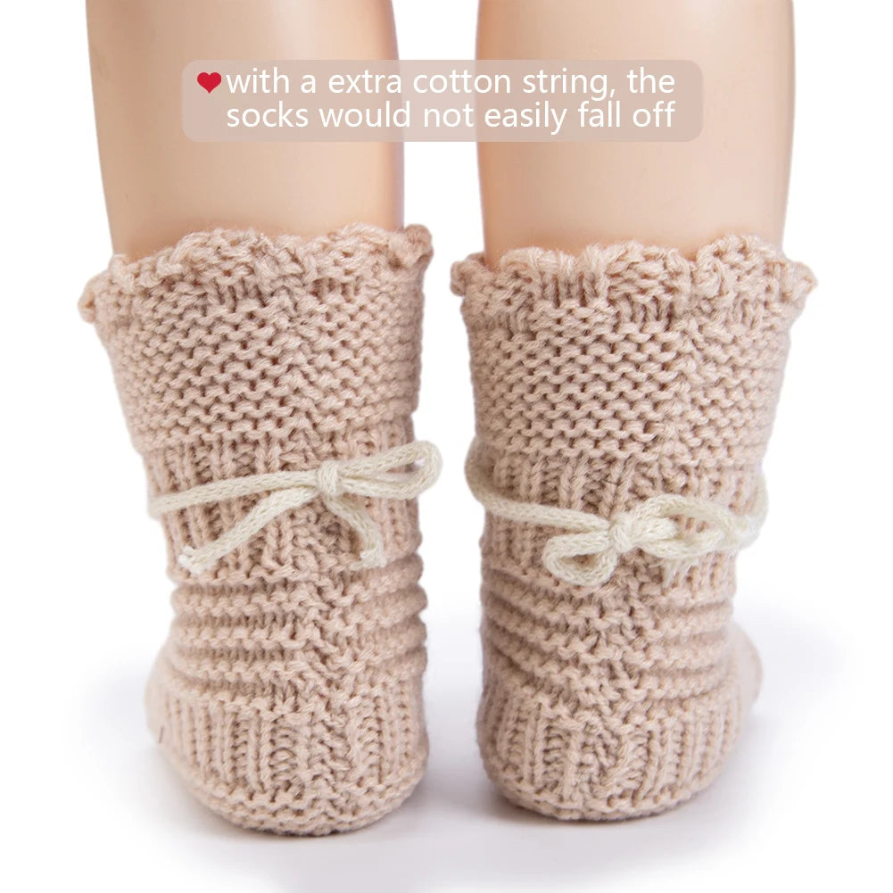 2PCS/PAIR BABY KNIT SOCKS 0-12M SOLID CROCHET WALKING SOCKS