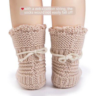 2PCS/PAIR BABY KNIT SOCKS 0-12M SOLID CROCHET WALKING SOCKS