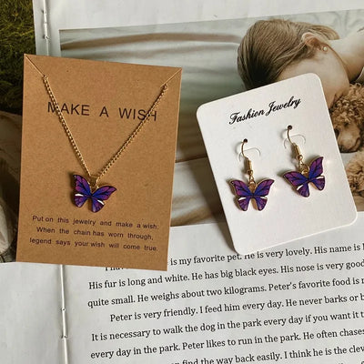 Fashion Romantic Butterfly Necklace for Women Girl Blue White Orange Color Animial Design Choker Neck
