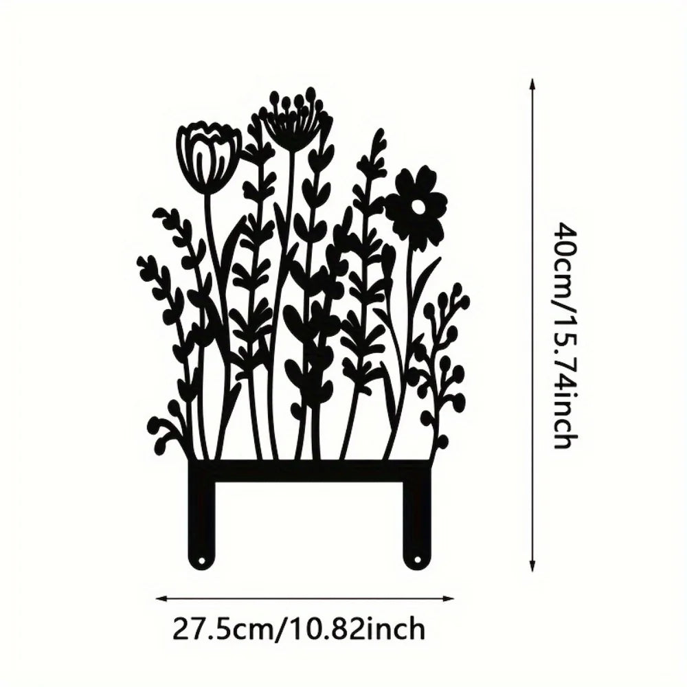 Rustic Metal Wildflower Garden Stake - Vintage Yellow Outdoor Decor For Lawn & Pots, Perfect Gift For Plant Enthusiasts