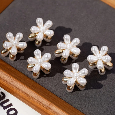 6pcs 3pcs 1pc Kids Women Girls Flower Shaped Hair Grab Clips, Faux Pearl Decorative Hair Barrettes Hair Decoration Accessories