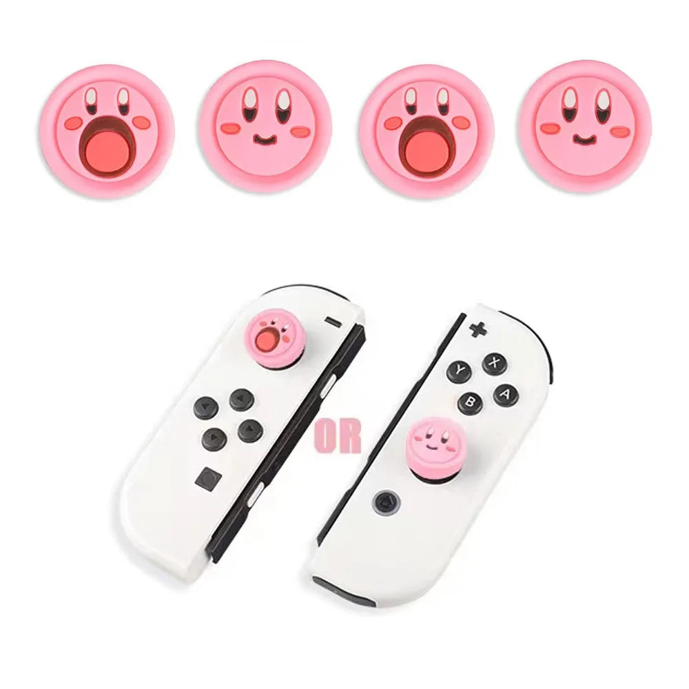 4PCS CUTE PINK SILICONE THUMB STICK GRIPS – JOYSTICK CAPS FOR SWITCH, OLED, & LITE CONTROLLERS