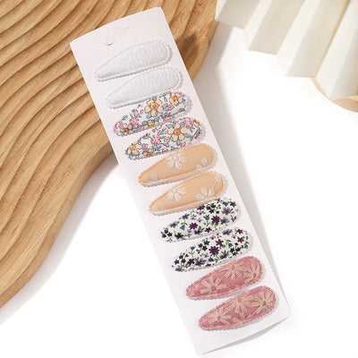10Pcs/Lot Fresh Print Cotton Alloy Hair Clips for Kids Fabric Plaid BB Hairpins Girl Hairgripe Headwear Baby Hair Accessories