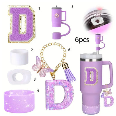 6PCS SILICONE ACCESSORY SET FOR STANLEY 40OZ TUMBLER WITH HANDLE – INCLUDES STRAW TOPPERS, BOOT COVER, AND SPILL-PROOF STOPPERS