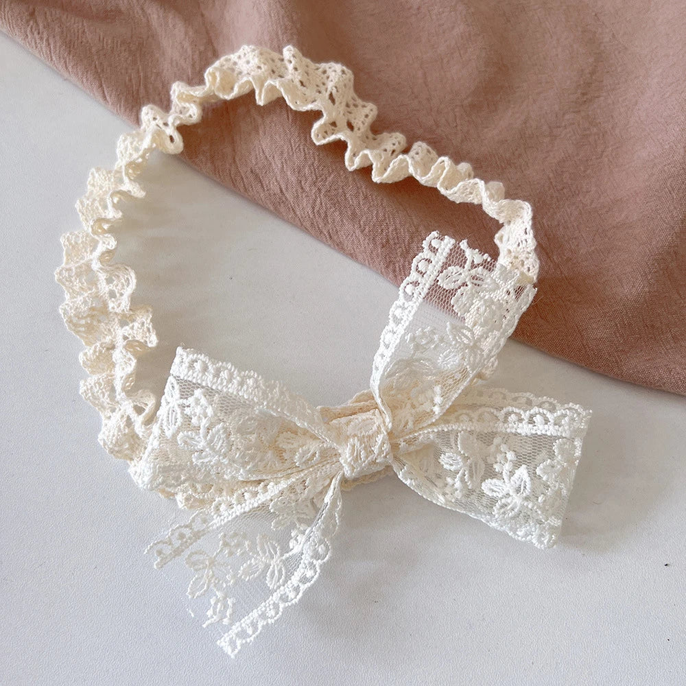 White Lace Baby Headband Newborn Elastic Hair Bands for Baby Girl Cute Child Bow Hairbands Kids Headwear Baby Hair Accessories