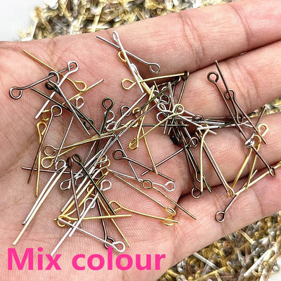 New 16 18 20 22 24 26 28 30 32mm Eye Head Pins Classic 6 Colors Plated Eye Pins for Jewelry Findings Making DIY Accessories