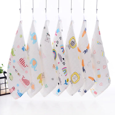 2 Pcs/Lot Baby Towel Handkerchief Hand Face Bath Feeding Gauze Cotton Towels Muslin Square Cloth Wipes for Boys Girls  25*25 cm