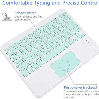 10-INCH SPANISH/ENGLISH BLUETOOTH KEYBOARD – WIRELESS RECHARGEABLE UNIVERSAL KEYBOARD FOR IPAD AIR/PRO, PHONE, TABLET, LAPTOP