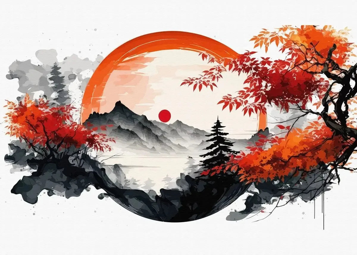 Chinese Landscape Birds Forest Mountain River Koi Carp Fish Ink Art Poster Canvas Painting Wall Art Prints Picture Home Decor