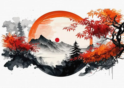 Chinese Landscape Birds Forest Mountain River Koi Carp Fish Ink Art Poster Canvas Painting Wall Art Prints Picture Home Decor