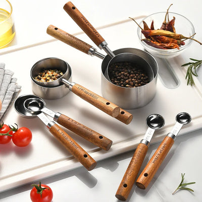 8Pcs Measuring Spoon Set Stainless Steel Multifunctional Cookware Portable Heavy Duty Kitchen Gadgets Baking Seasoning Spoon