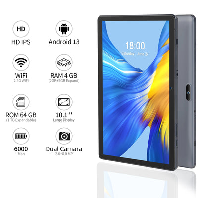 PRITOM Android 10 Tablet 10.1 Inch 2GB RAM 64GB ROM Quad Core Processor HD IPS Screen 8.0 MP Rear Camera WiFi