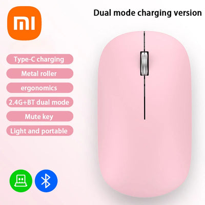 Xiaomi Bluetooth Wireless Mute Mouse Dual Mode Dpi Adjustable 2.4g Type C Rechargeable Silent Ergonomic Portable Office Mouse