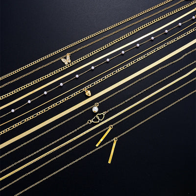 11 Pcs Simple Pearl Choker Necklaces Set for Women Fashion Layered Chain Star Cross Heart Pendant Charms Necklace Jewelry Gifts