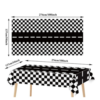 Racing Car Theme 3-Tier Round Cardboard Cupcake Stand  Cars Birthday Party Tablecloth Black and White Checkered Decor Supplies