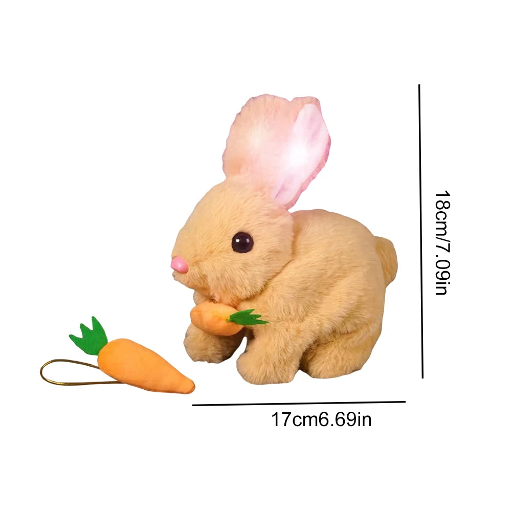 Cute Electric Rabbit Interactive Plush Toys Bunny With Carrot Walking Wiggle Ears Tail Wag With Sound Stuffed Doll Birthday Gift
