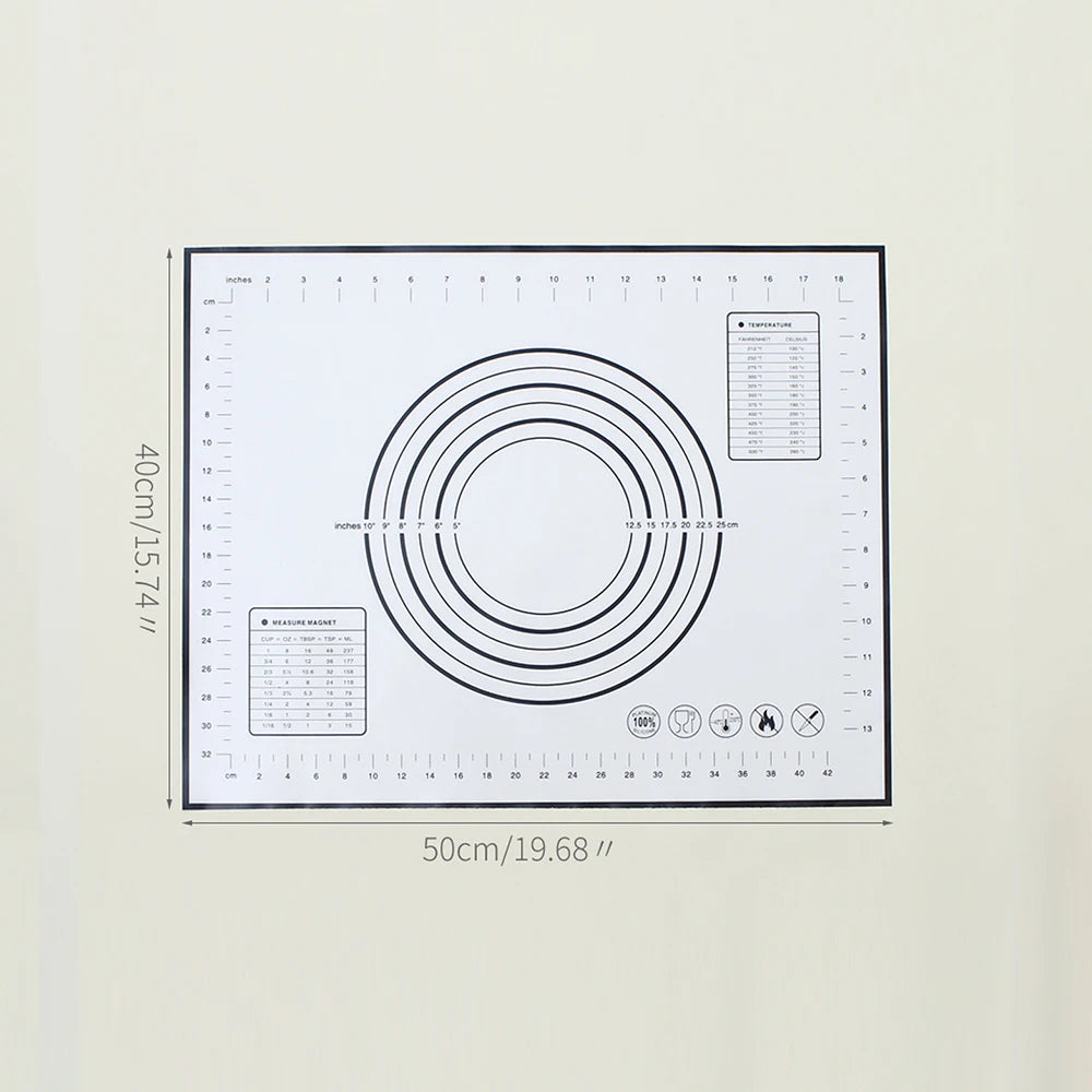 Silicone Baking Mat with Measurement Non Stick Non Slip Dough Rolling Fondant Pastry Mat Pie Crust Pizza Cookies Baking Tools