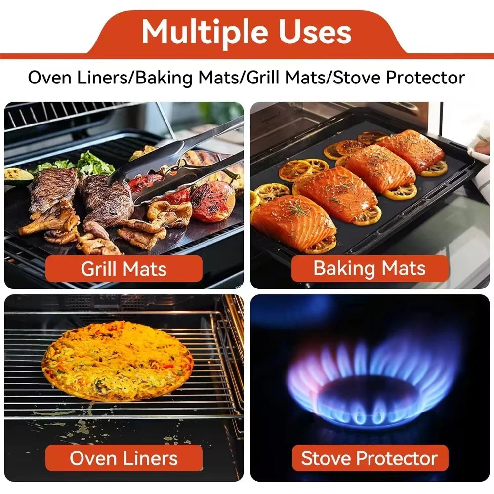 BBQ Baking Cooking Baking Mat Oven Reusable Non-stick Protective Mat Outdoor Indoor Suitable for Heat Resistant Grill Mat