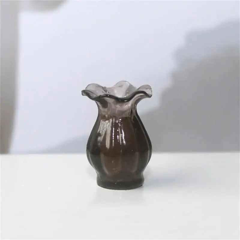 Mini Rose Ceramic Vase Handicraft Collection Miniature Model Resin Simulation Vase Desktop Mini Decor Creative Pocket Artwork