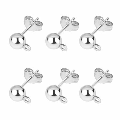 50pcs/lot 925 Silver Plated Blank Post Earring Studs Base Pin With Earring Plug Findings Ear Back DIY Jewelry Making Accessories