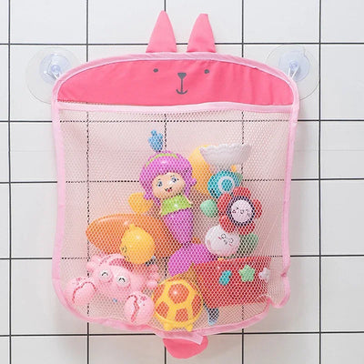 For Children Bath Toys Kid Basket Cartoon Animal Shapes Cloth Sand Toys Storage Net Bag Baby Bathroom Mesh Bag Sucker Organizer