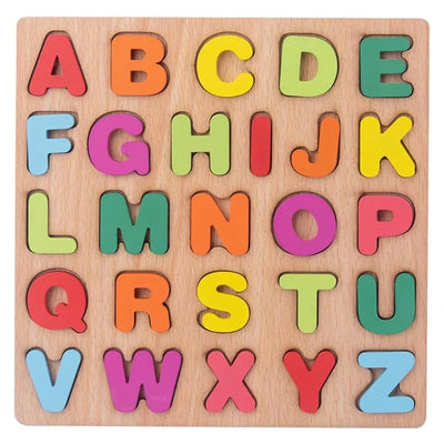 Montessori Wooden Puzzle 3D Alphabet Letters Number Matching Game Baby Kids Toys Education Learning Toy for Children 2 to 4 Year