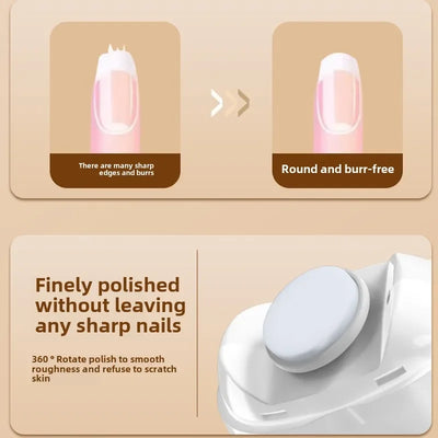 Portable Mini Electric Nail Clipper Polisher With Light Low Noise Baby Trimmer Manicure Tools For Baby Adult Nail Cutter 3 Speed