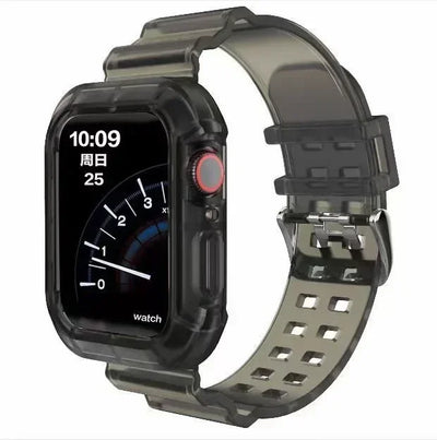 Silicone Band+Case for Apple Watch 10 42 46mm Strap 44/45MM 41/40mm Transparent Bracelet For Iwatch Series 9 8 7 6 Se 5 Correas