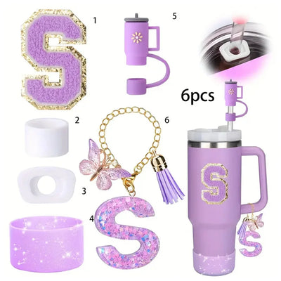 6PCS SILICONE ACCESSORY SET FOR STANLEY 40OZ TUMBLER WITH HANDLE – INCLUDES STRAW TOPPERS, BOOT COVER, AND SPILL-PROOF STOPPERS
